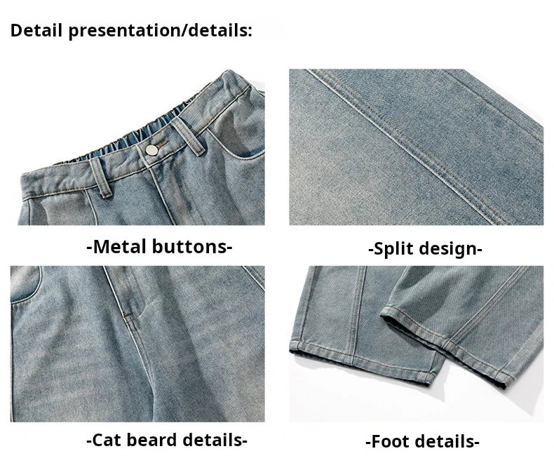 HANLU 2025 Retro Baggy Jeans