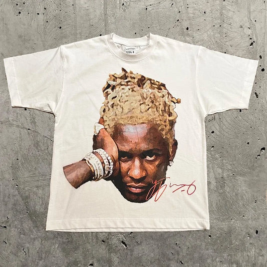 Men's T-shirt Portrait Printed Harajuku Hip Hop Tee