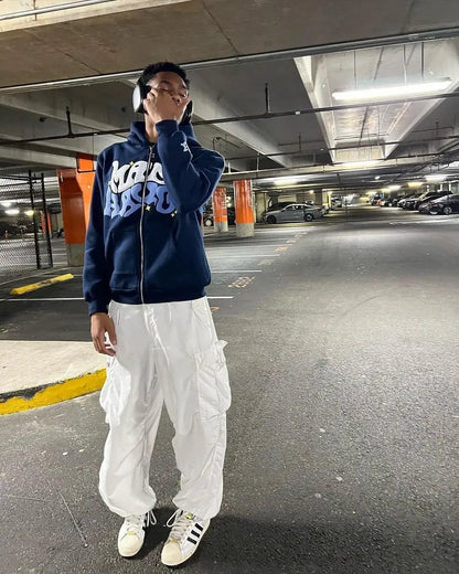 Various color baggy zip-up