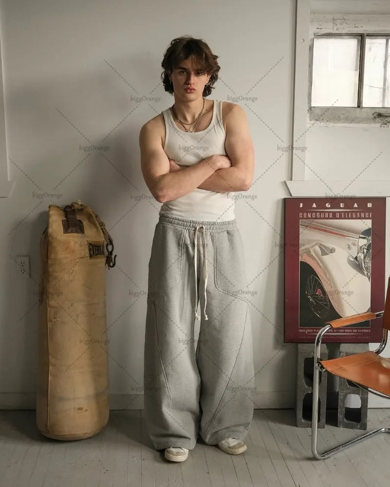 2025 Mens Street Wear Wide-leg Baggy Sweats